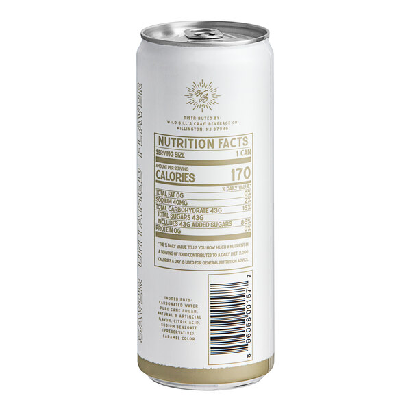 A close-up of a Wild Bill's Vanilla Cream Soda can with a label.