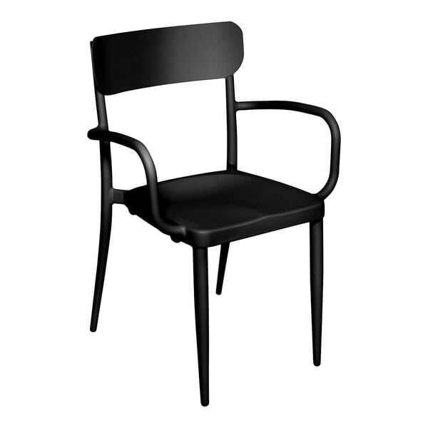 A black BFM Maui aluminum outdoor arm chair.