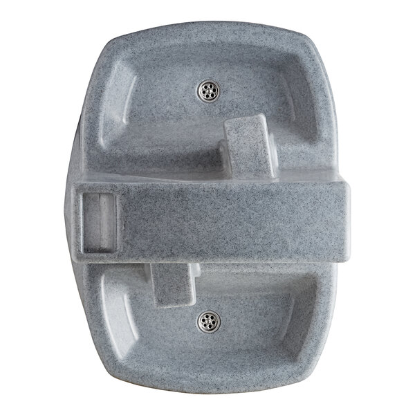 A gray Lavex double mobile hand wash station with foaming soap and paper towel dispensers.