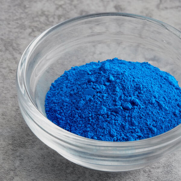 A bowl of Chefmaster blue dry powder.