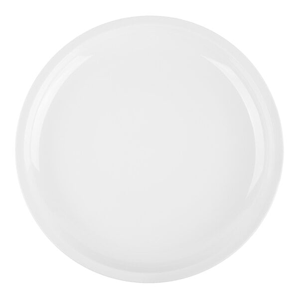 A bright white round porcelain plate.