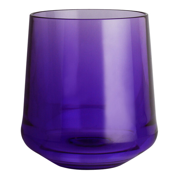 A purple polycrystal stemless wine glass.