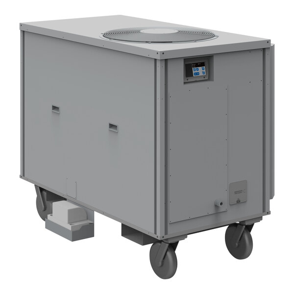 A large grey Airrex portable air conditioner on wheels.