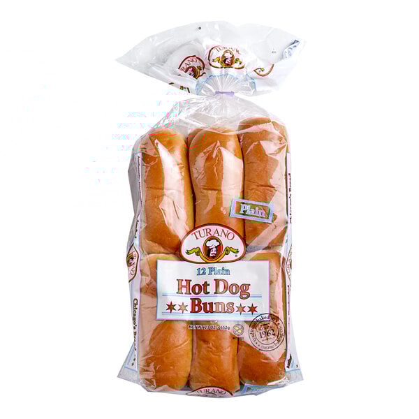 A package of Turano hot dog buns.
