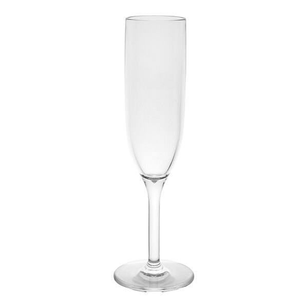 A clear polycrystal tall flute glass with a stem.