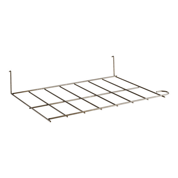 A Lancaster Table & Seating metal rack with a grid for Golden Vein Church Chairs.
