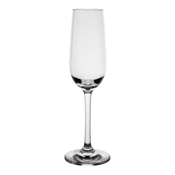 An Aspen Summit polycrystal flute glass with a long stem.