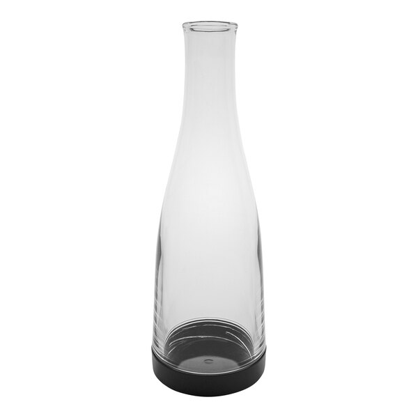 A clear polycrystal carafe with a black base.