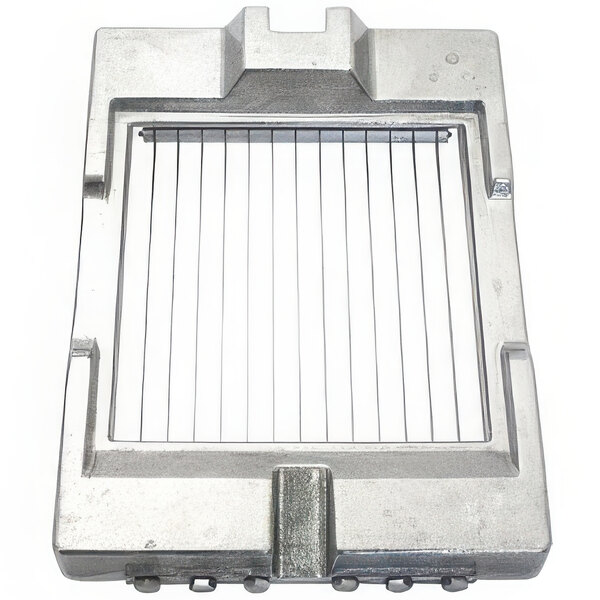 A metal frame with a piece of metal with wire bars on it for Nemco Easy LettuceKutter.