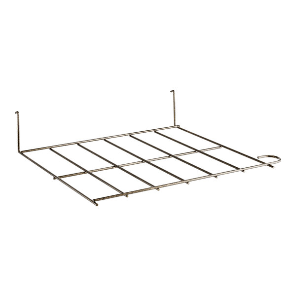 A Lancaster Table & Seating metal rack with wire grid.