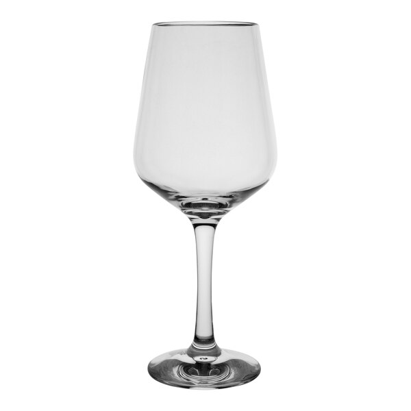 An Aspen Summit polycrystal wine glass with a white background.