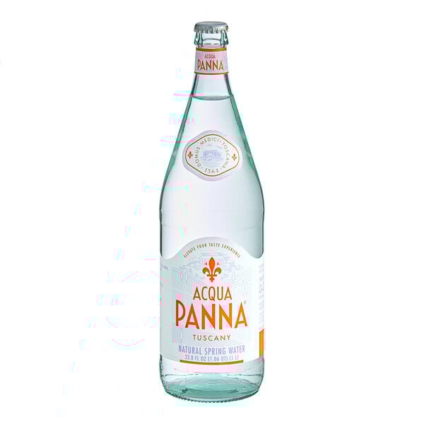 Acqua Panna Natural Spring Water 1 Liter Glass Bottle - 12/Case