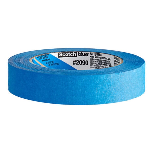 A pack of 9 3M ScotchBlue blue painter's tape rolls with a blue label.