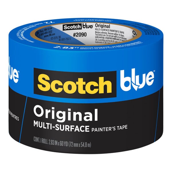 A roll of 3M ScotchBlue blue painter's tape with blue and white packaging.