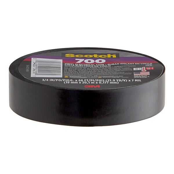 A roll of 3M black vinyl electrical tape with the word 700 on it.