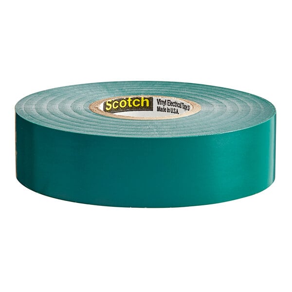 A roll of 3M Scotch green vinyl electrical tape with a label.