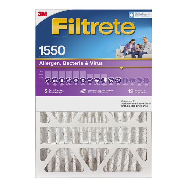 A box of 3M Filtrete Ultra Allergen Reduction Deep Pleat air filters.