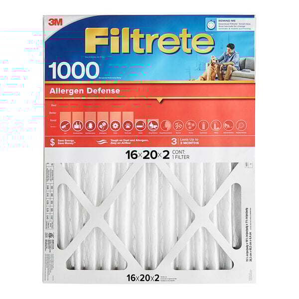 A white and blue box of 3M Filtrete air filters.