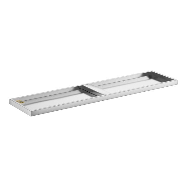 A silver stainless steel Regency shelf.