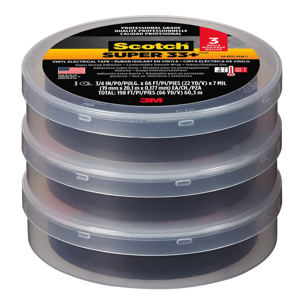 A 3-pack of 3M Scotch black vinyl electrical tape.