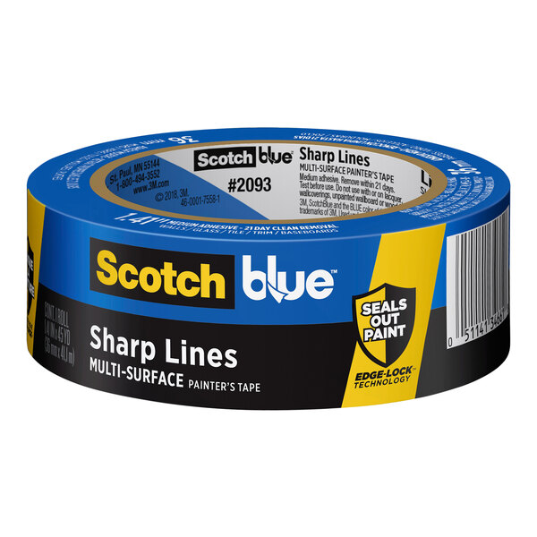 A roll of blue 3M ScotchBlue Sharp Lines Painter's Tape.