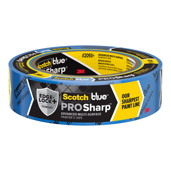 A roll of 3M ScotchBlue PROSharp painter's tape, 1.4 inches wide and 60 yards long, designed for advanced multi-surface use.