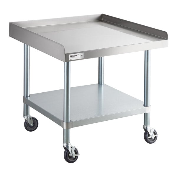 Regency 30" x 30" 16 Gauge Stainless Steel Equipment Stand with Galvanized Undershelf and Casters