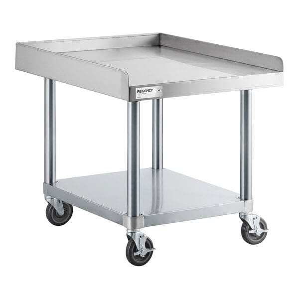Regency 30" x 24" 16 Gauge Stainless Steel Equipment Stand with Galvanized Undershelf and Casters