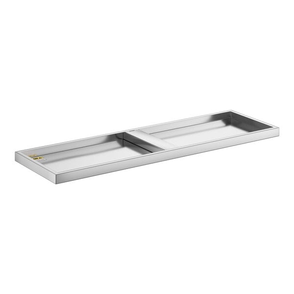 A silver rectangular Regency stainless steel shelf.