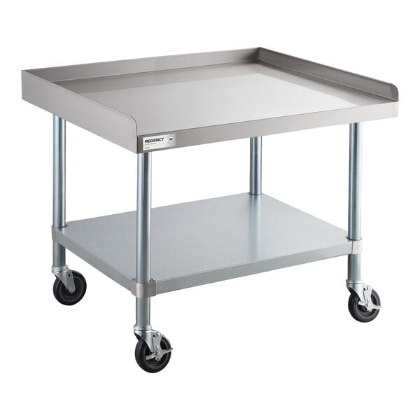 Regency 30" x 36" 16 Gauge Stainless Steel Equipment Stand with Galvanized Undershelf and Casters