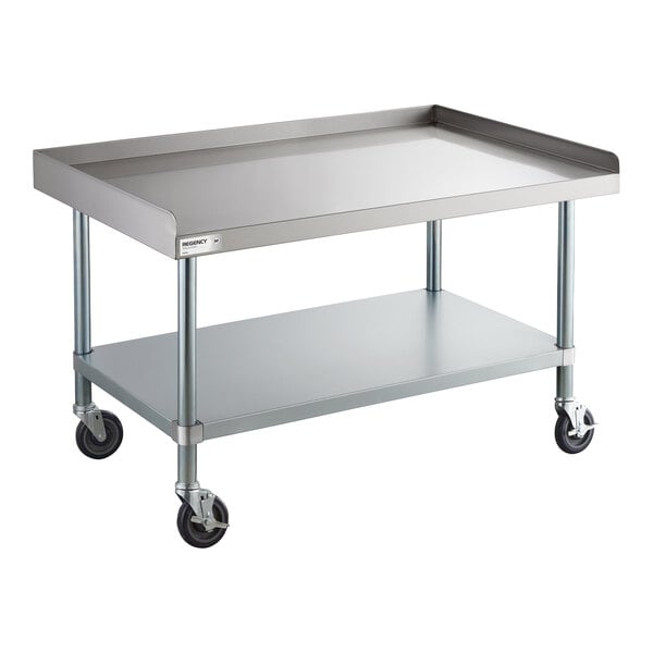 Regency 30" x 48" 16 Gauge Stainless Steel Equipment Stand with Galvanized Undershelf and Casters