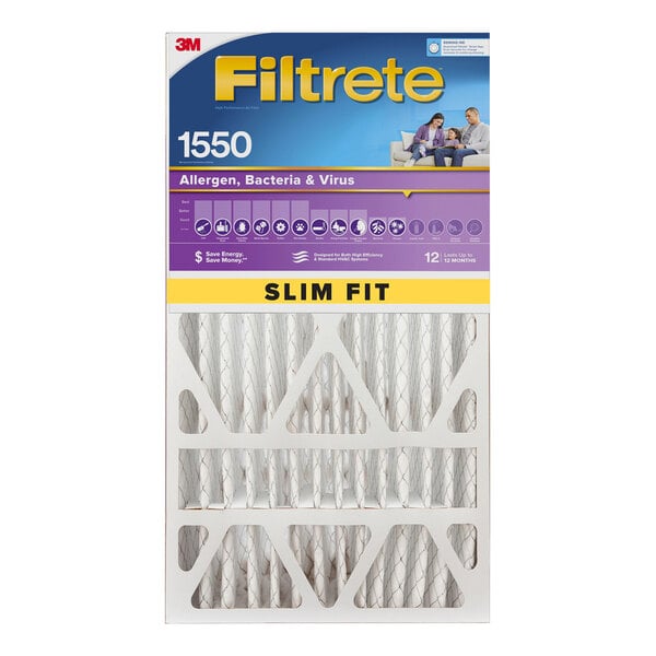 A package of 3M Filtrete Slim Fit Ultra Allergen Reduction air filters.