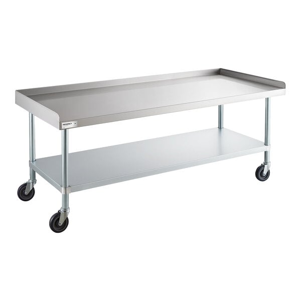 Regency 30" x 72" 16 Gauge Stainless Steel Equipment Stand with Galvanized Undershelf and Casters