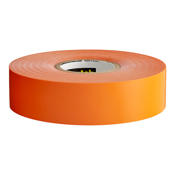 A roll of 3M Scotch orange vinyl electrical tape.