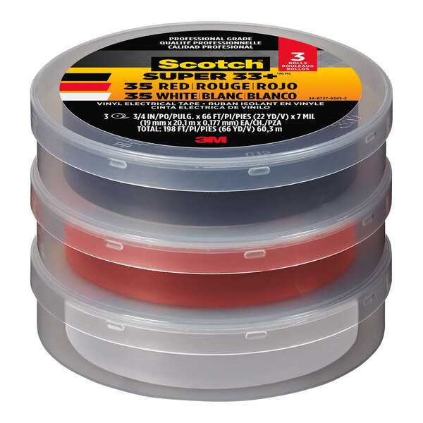 3M Scotch vinyl electrical tape in red, 3M packaging.