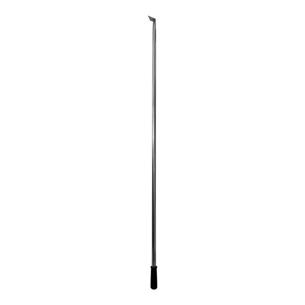 A long metal pole with a black handle.