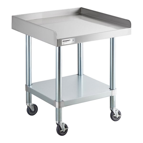 Regency 24" x 24" 16 Gauge Stainless Steel Equipment Stand with Galvanized Undershelf and Casters