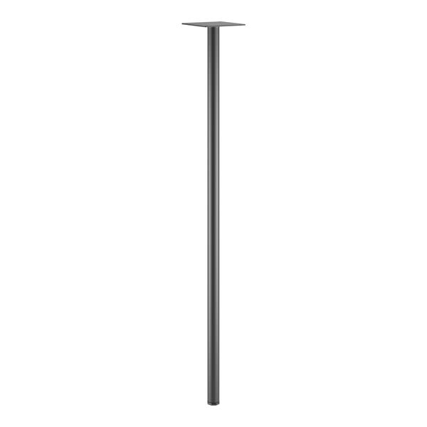 A black pole with a square metal post.