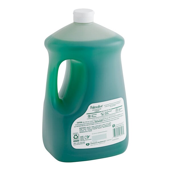 A green bottle of Palmolive Essential Clean Original Scent dishwashing liquid.