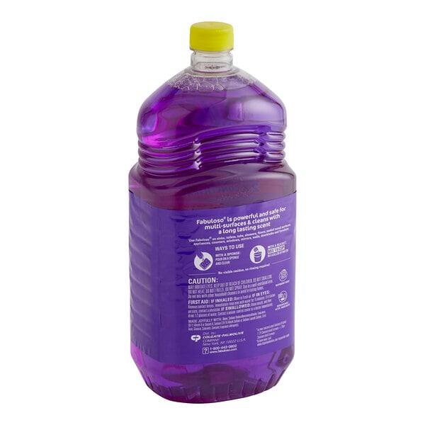 A purple bottle of Fabuloso Lavender Scent multi-purpose cleaner with a yellow cap.