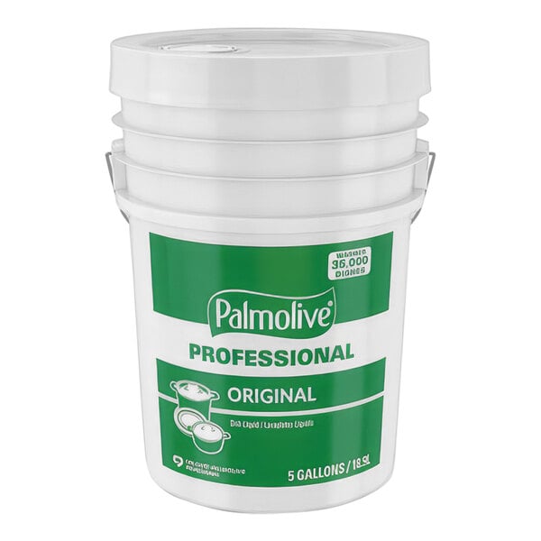 A white bucket with a green label reading "Palmolive Professional Original"