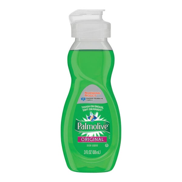 A green bottle of Palmolive dishwashing liquid.