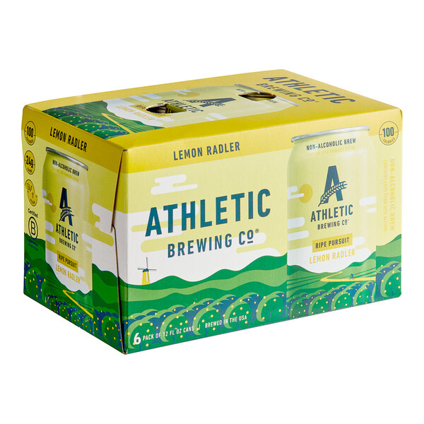 A box of Athletic Brewing Co. Ripe Pursuit Non-Alcoholic Lemon Radler beer.