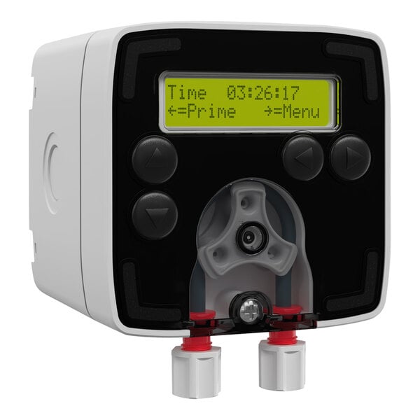 A white Brightwell DrainWatch chemical dosing system with a screen and buttons.