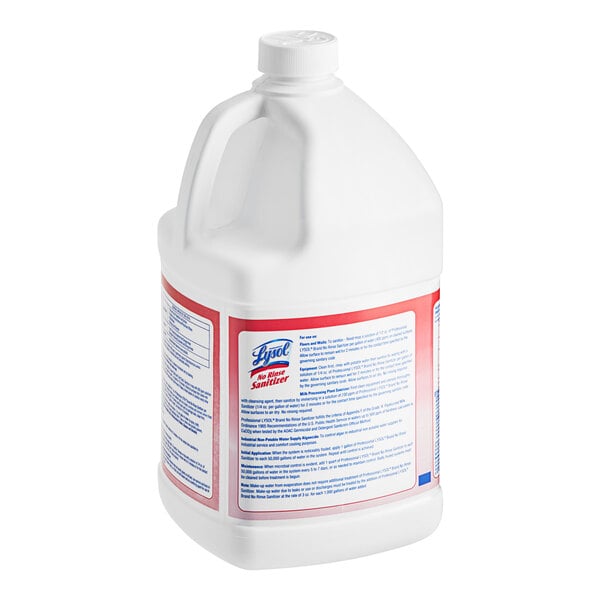 A white jug of Professional Lysol Concentrated Sanitizer with a red label.
