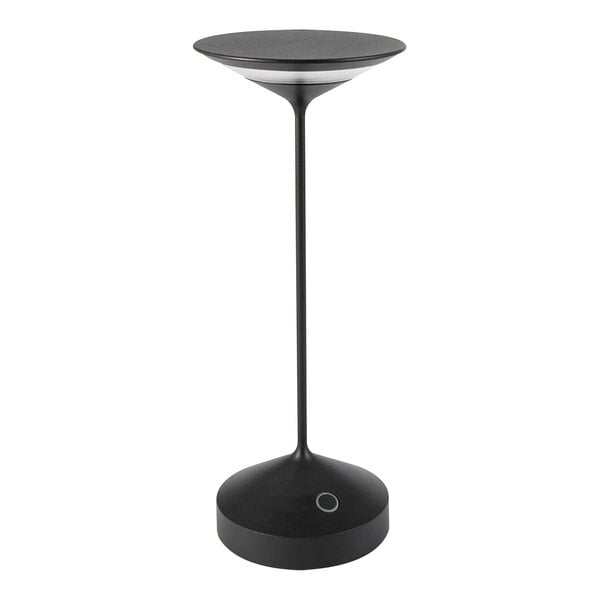 An Abert Tempo Mini charcoal table lamp with a round black base.