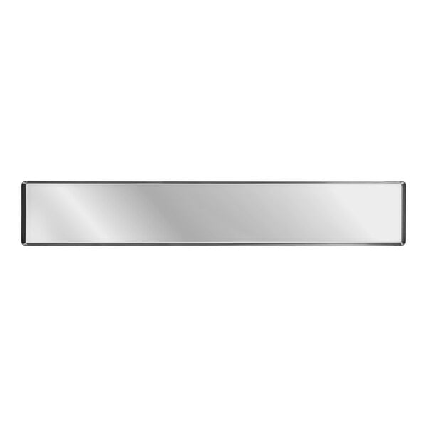 A rectangular silver object with a black border.