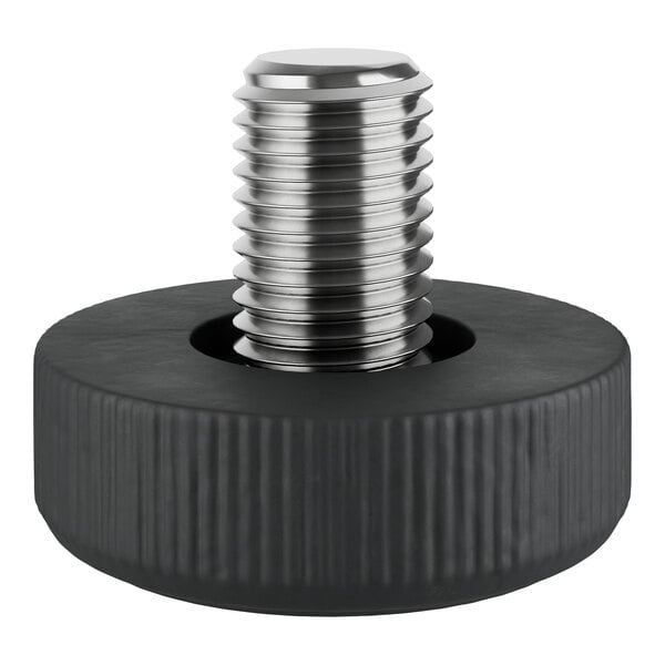 A black plastic base with a silver metal screw.