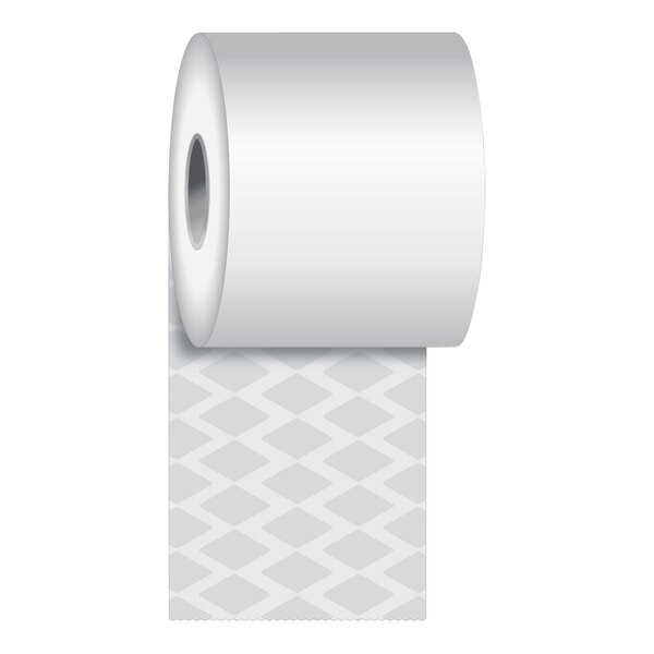 A white and grey roll of Iconex MAXStick PlusD thermal paper with a black and white pattern.