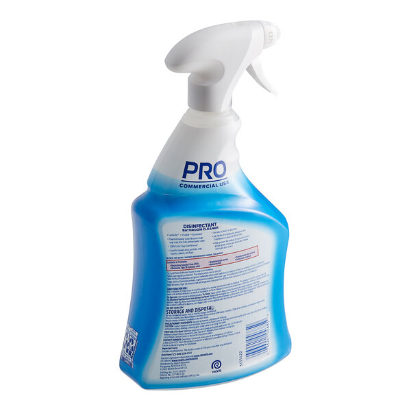 A bottle of Professional Lysol Disinfectant Bathroom Cleaner with a white and blue label.